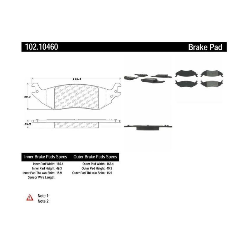 CENTRIC PARTS 102.10460 C-Tek Semi-Metallic Brake Pads with Shims