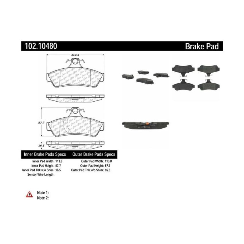 CENTRIC PARTS 102.10480 C-Tek Semi-Metallic Brake Pads with Shims