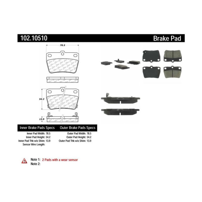 CENTRIC PARTS 102.10510 C-Tek Semi-Metallic Brake Pads with Shims