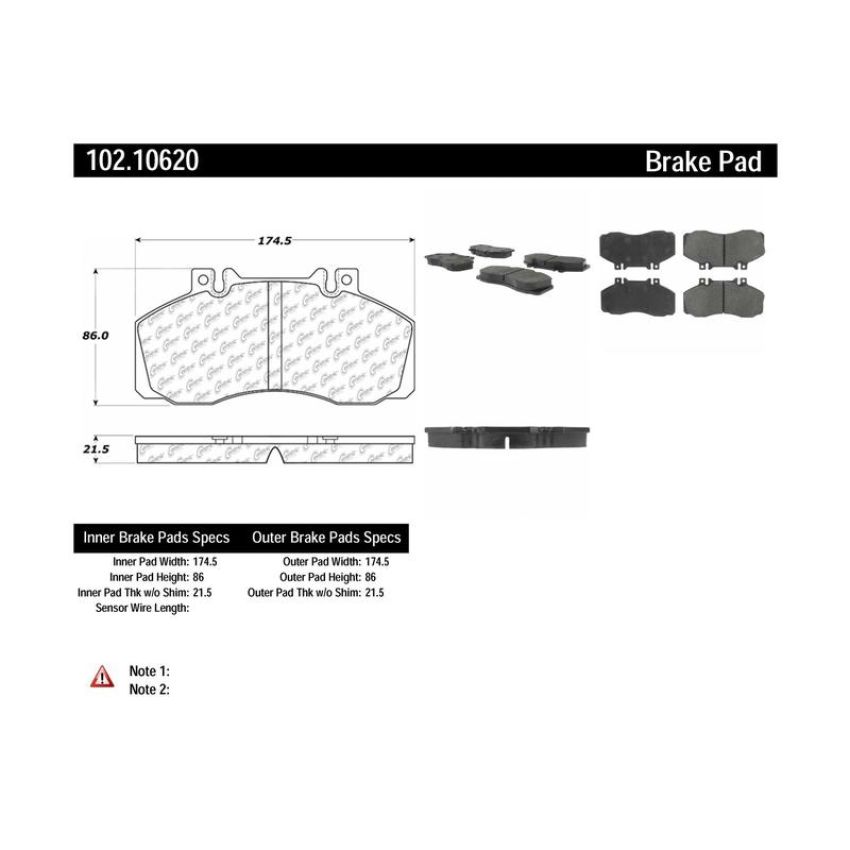 CENTRIC PARTS 102.10620 C-Tek Semi-Metallic Brake Pads with Shims
