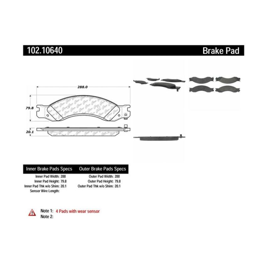 CENTRIC PARTS 102.10640 C-Tek Semi-Metallic Brake Pads with Shims