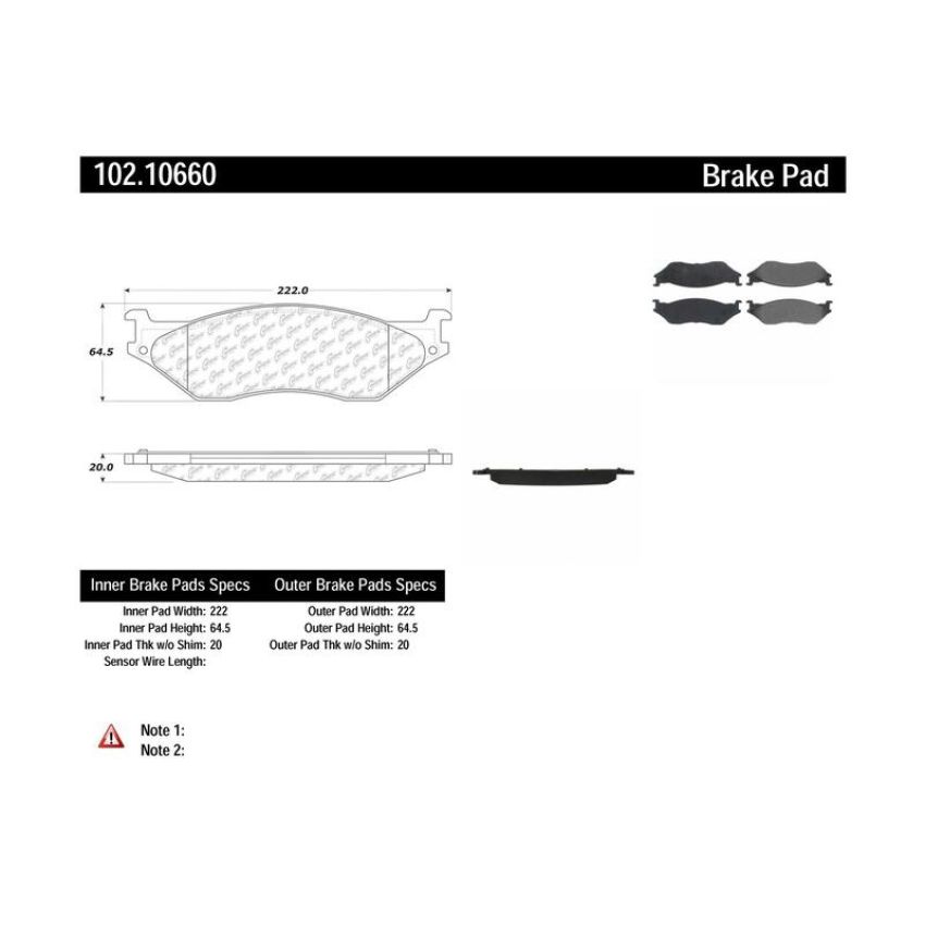 CENTRIC PARTS 102.10660 C-Tek Semi-Metallic Brake Pads with Shims
