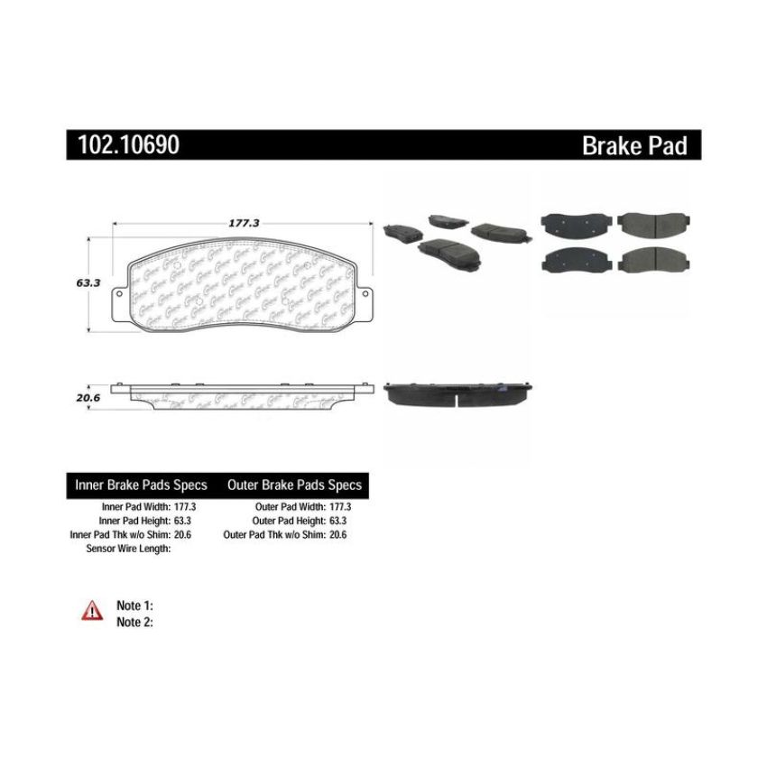 CENTRIC PARTS 102.10690 C-Tek Semi-Metallic Brake Pads with Shims