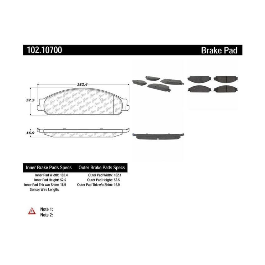 CENTRIC PARTS 102.10700 C-Tek Semi-Metallic Brake Pads with Shims