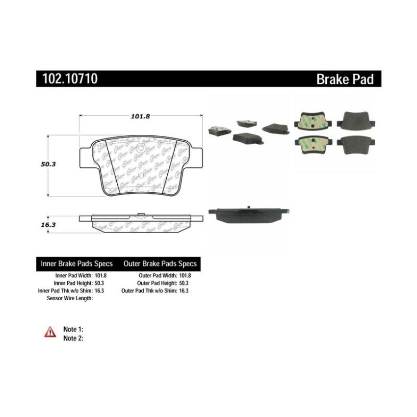 CENTRIC PARTS 102.10710 C-Tek Semi-Metallic Brake Pads with Shims