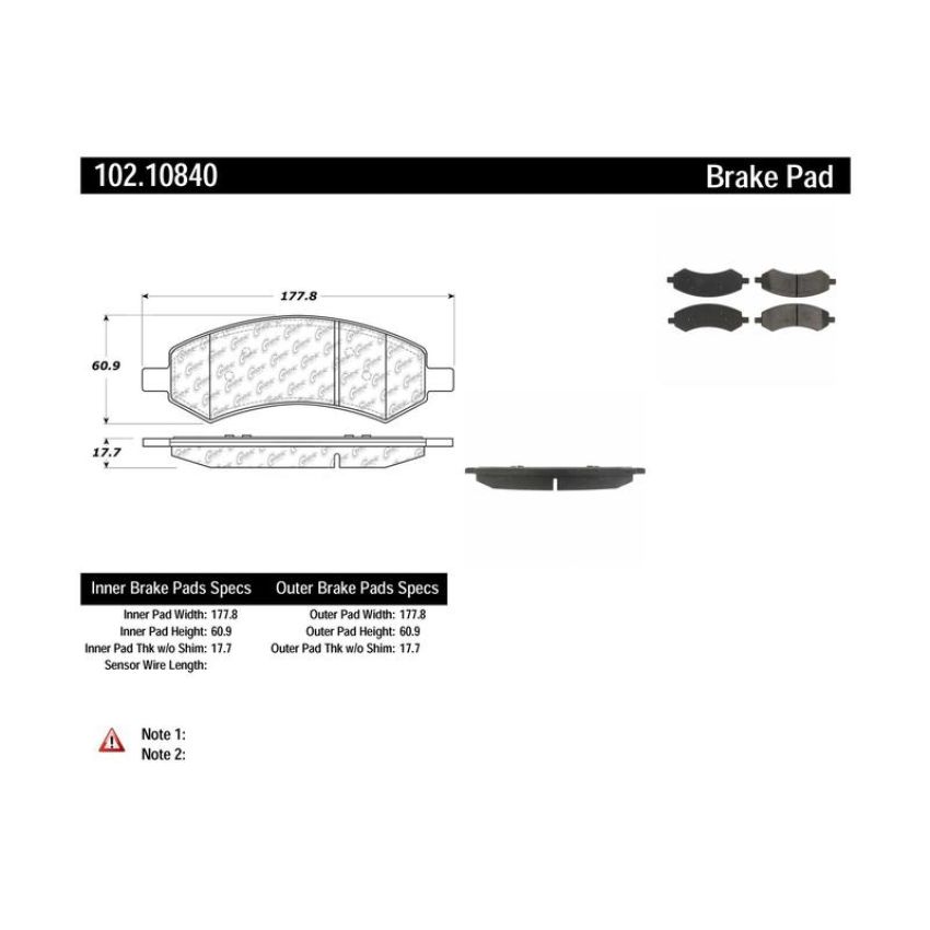 CENTRIC PARTS 102.10840 C-Tek Semi-Metallic Brake Pads with Shims