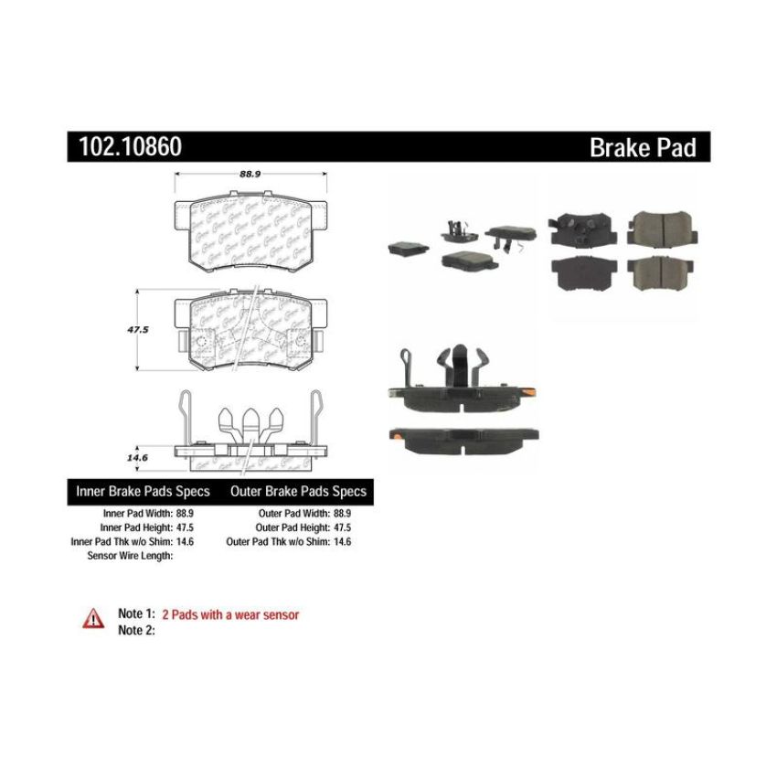 CENTRIC PARTS 102.10860 C-Tek Semi-Metallic Brake Pads with Shims