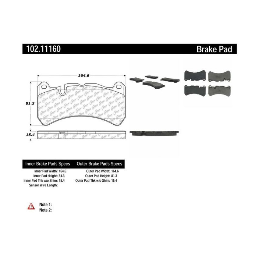 CENTRIC PARTS 102.11160 C-Tek Semi-Metallic Brake Pads with Shims