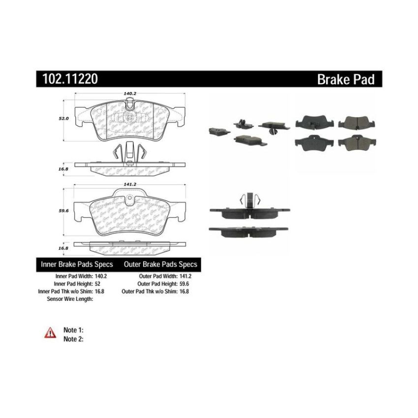 CENTRIC PARTS 102.11220 C-Tek Semi-Metallic Brake Pads with Shims