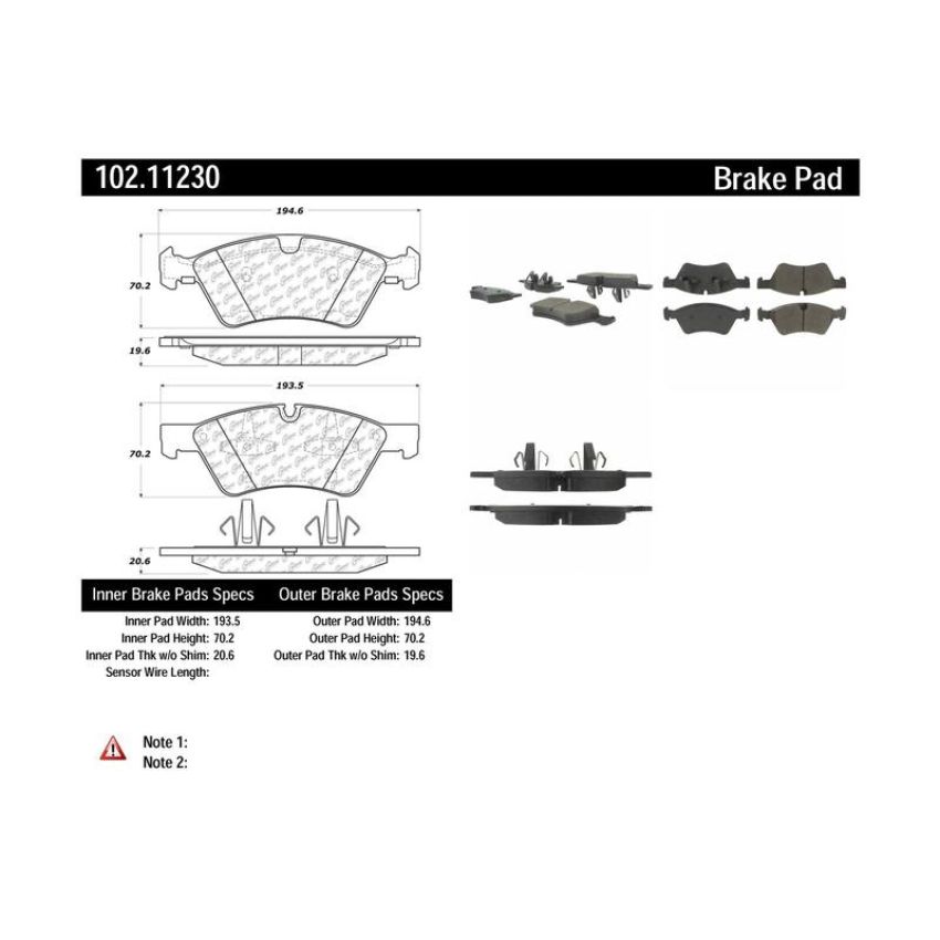 CENTRIC PARTS 102.11230 C-Tek Semi-Metallic Brake Pads with Shims