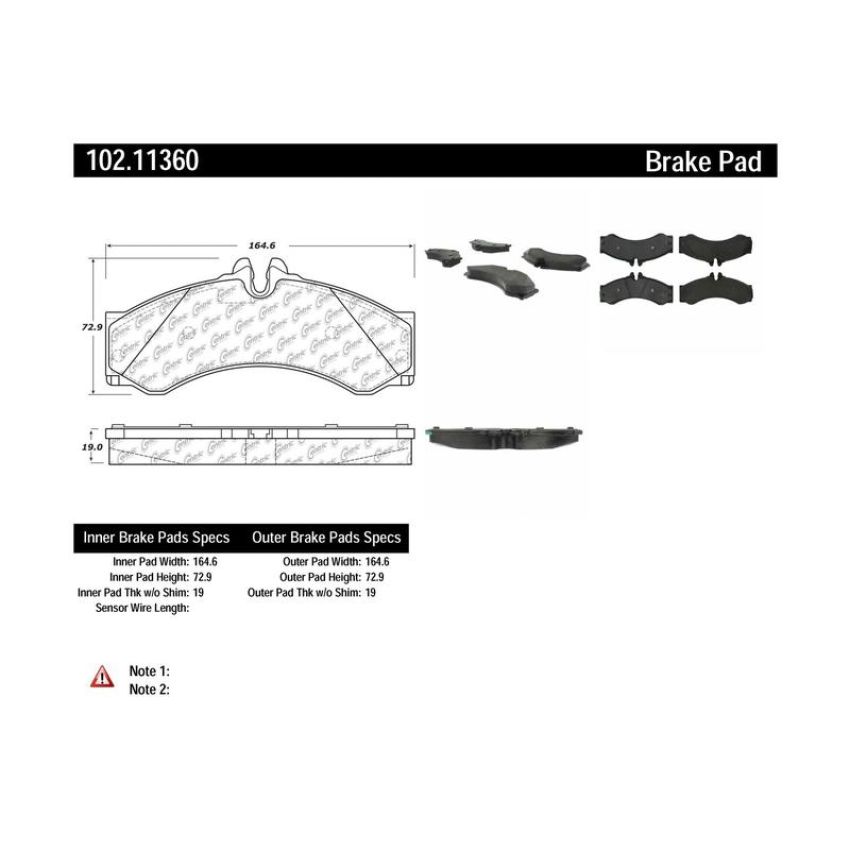 CENTRIC PARTS 102.11360 C-Tek Semi-Metallic Brake Pads with Shims
