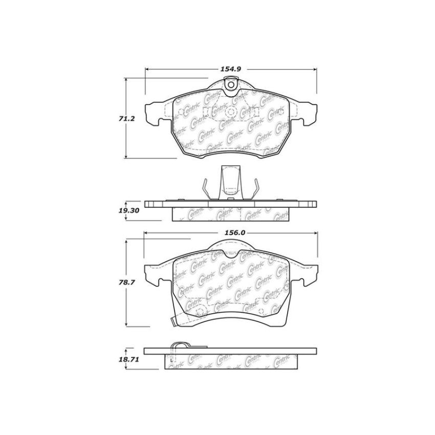 CENTRIC PARTS 102.11410 C-Tek Semi-Metallic Brake Pads with Shims
