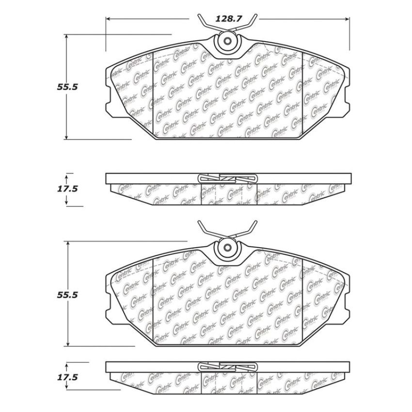 CENTRIC PARTS 102.11450 C-Tek Semi-Metallic Brake Pads with Shims