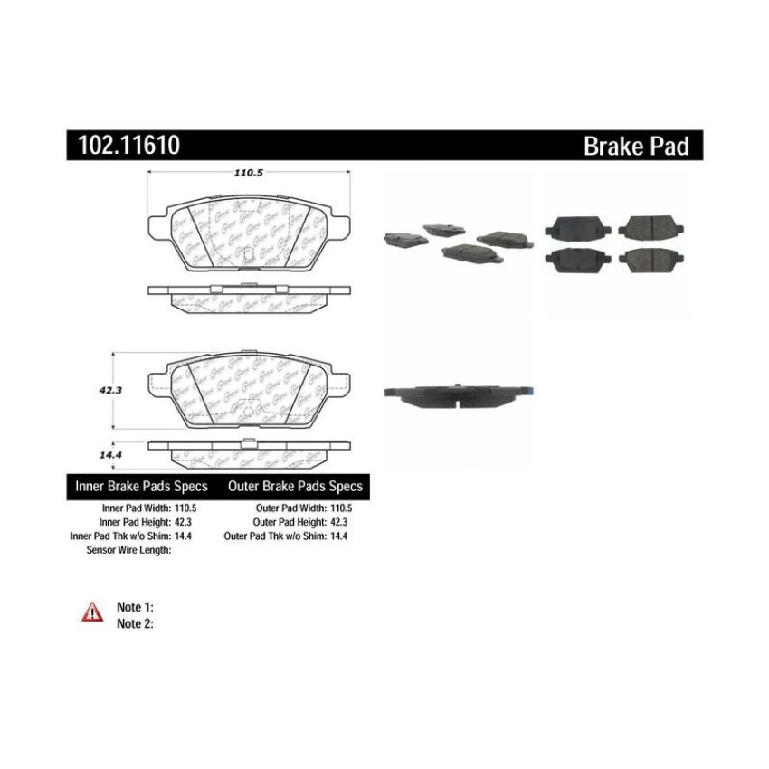 CENTRIC PARTS 102.11610 C-Tek Semi-Metallic Brake Pads with Shims