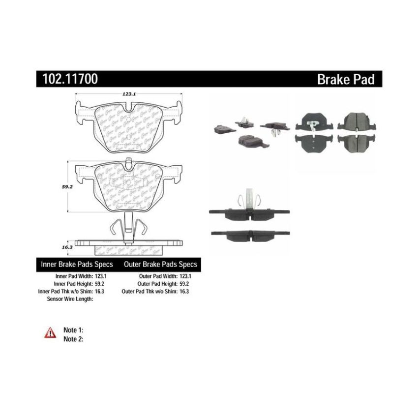 CENTRIC PARTS 102.11700 C-Tek Semi-Metallic Brake Pads with Shims