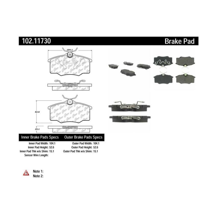 CENTRIC PARTS 102.11730 C-Tek Semi-Metallic Brake Pads with Shims