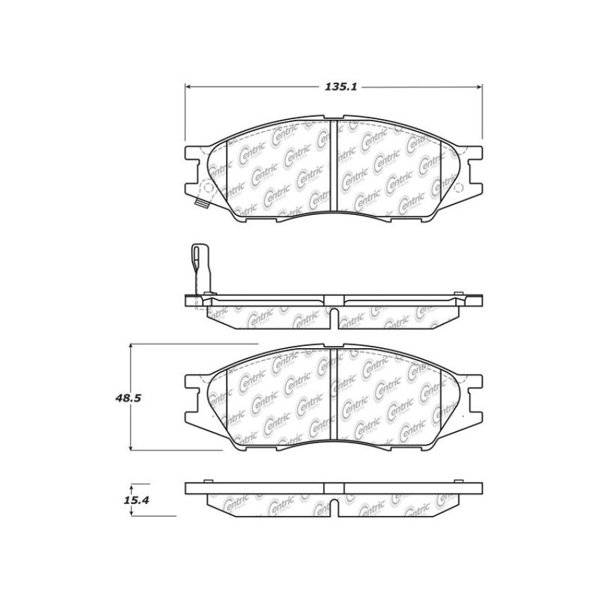 CENTRIC PARTS 102.11930 C-Tek Semi-Metallic Brake Pads with Shims