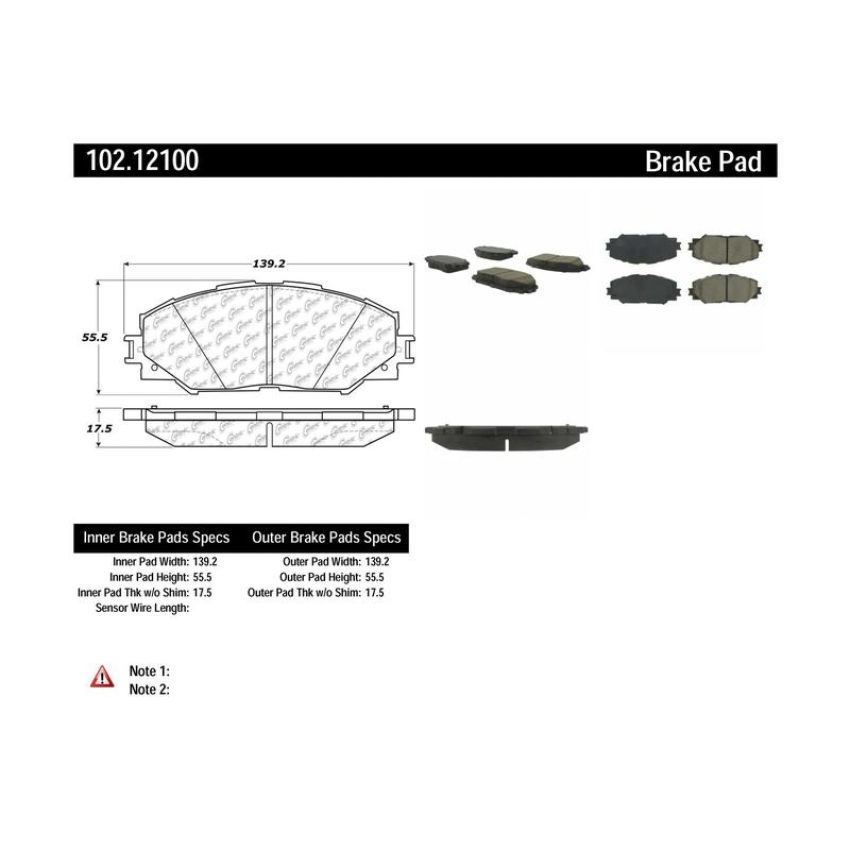 CENTRIC PARTS 102.12100 C-Tek Semi-Metallic Brake Pads with Shims