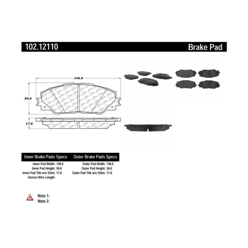 CENTRIC PARTS 102.12110 C-Tek Semi-Metallic Brake Pads with Shims