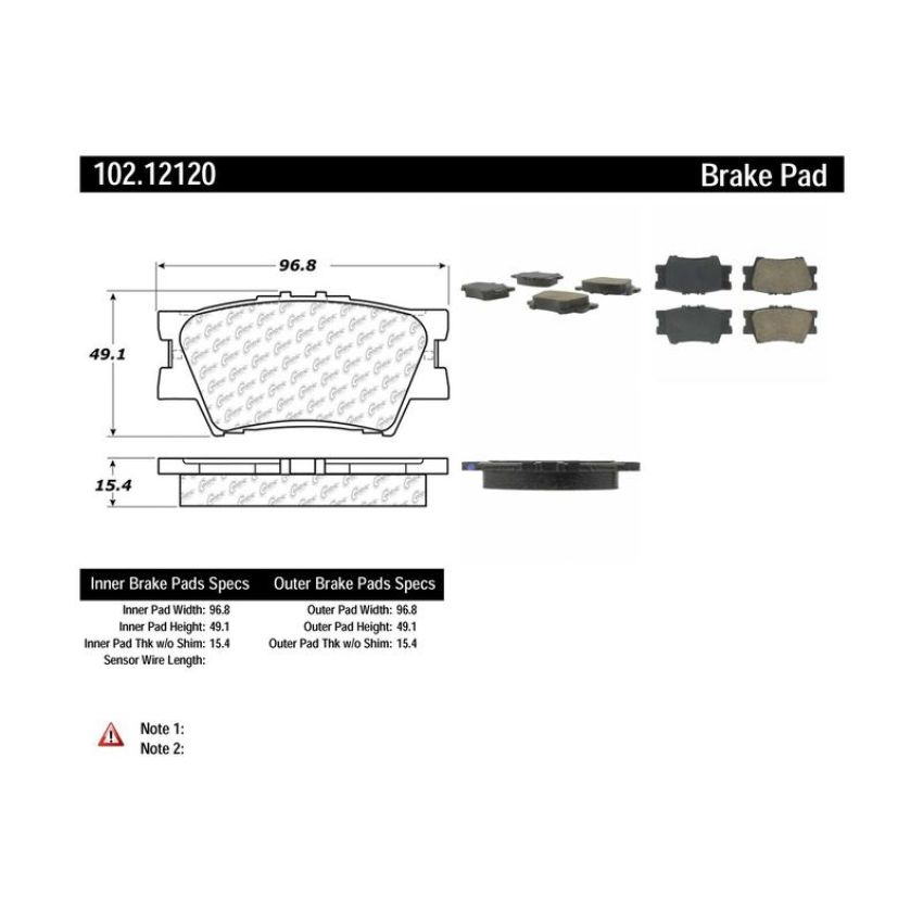 CENTRIC PARTS 102.12120 C-Tek Semi-Metallic Brake Pads with Shims