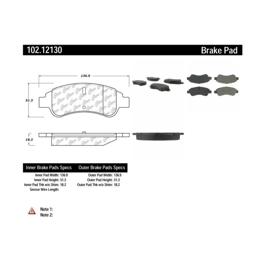 CENTRIC PARTS 102.12130 C-Tek Semi-Metallic Brake Pads with Shims