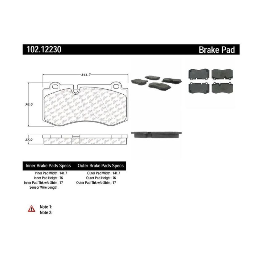 CENTRIC PARTS 102.12230 C-Tek Semi-Metallic Brake Pads with Shims