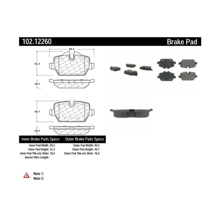 CENTRIC PARTS 102.12260 C-Tek Semi-Metallic Brake Pads with Shims