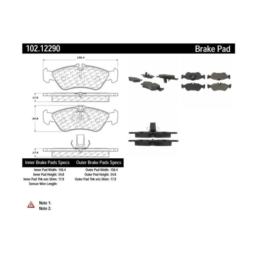 CENTRIC PARTS 102.12290 C-Tek Semi-Metallic Brake Pads with Shims