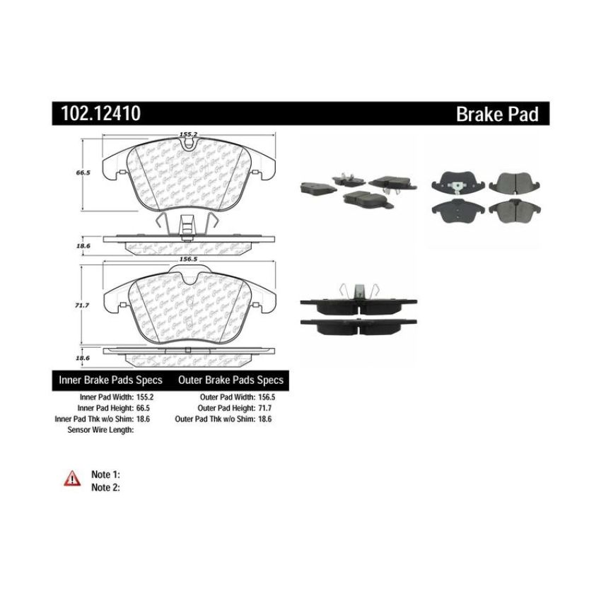 CENTRIC PARTS 102.12410 C-Tek Semi-Metallic Brake Pads with Shims