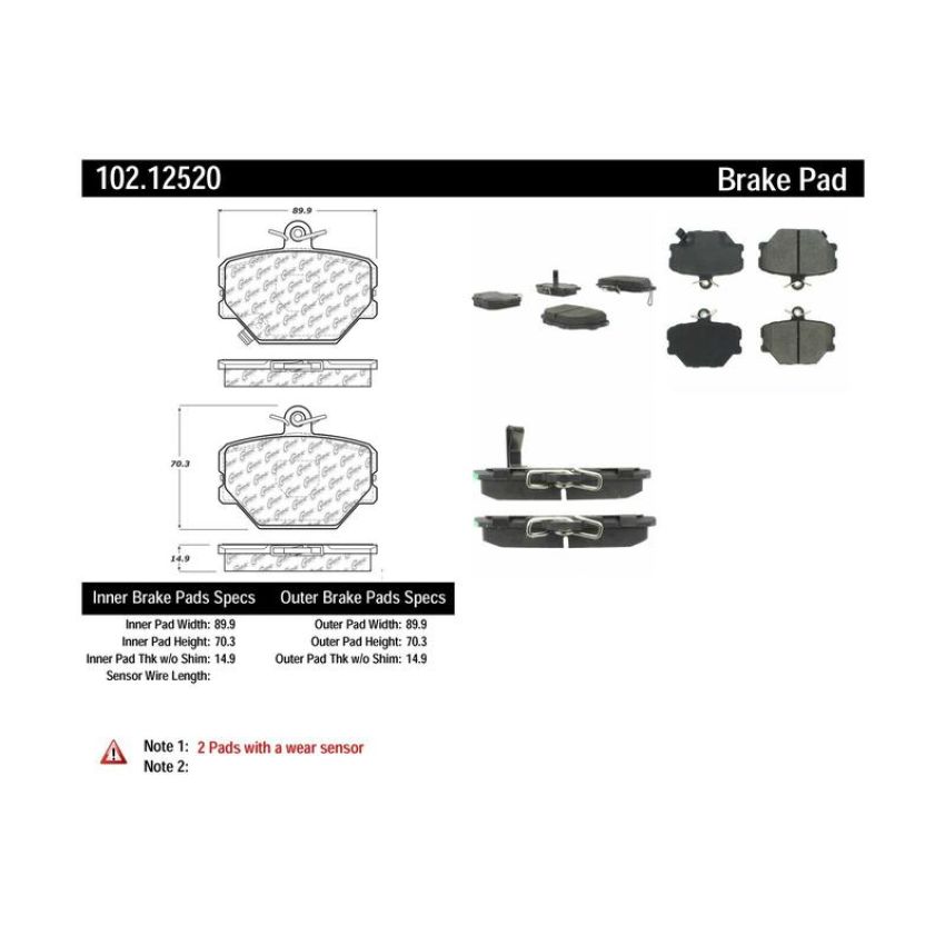 CENTRIC PARTS 102.12520 C-Tek Semi-Metallic Brake Pads with Shims