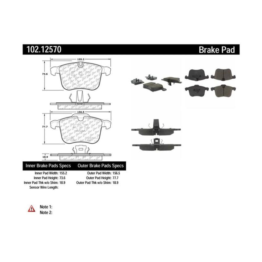 CENTRIC PARTS 102.12570 C-Tek Semi-Metallic Brake Pads with Shims