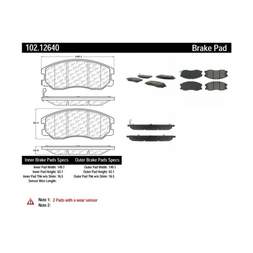 CENTRIC PARTS 102.12640 C-Tek Semi-Metallic Brake Pads with Shims