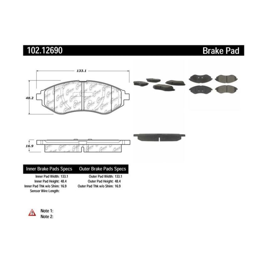 CENTRIC PARTS 102.12690 C-Tek Semi-Metallic Brake Pads with Shims