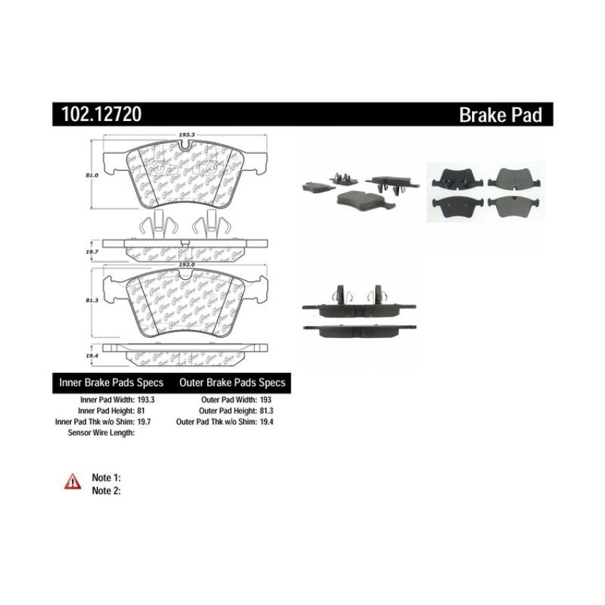 CENTRIC PARTS 102.12720 C-Tek Semi-Metallic Brake Pads with Shims