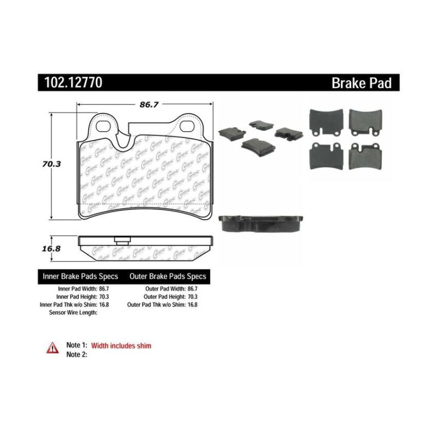 CENTRIC PARTS 102.12770 C-Tek Semi-Metallic Brake Pads with Shims
