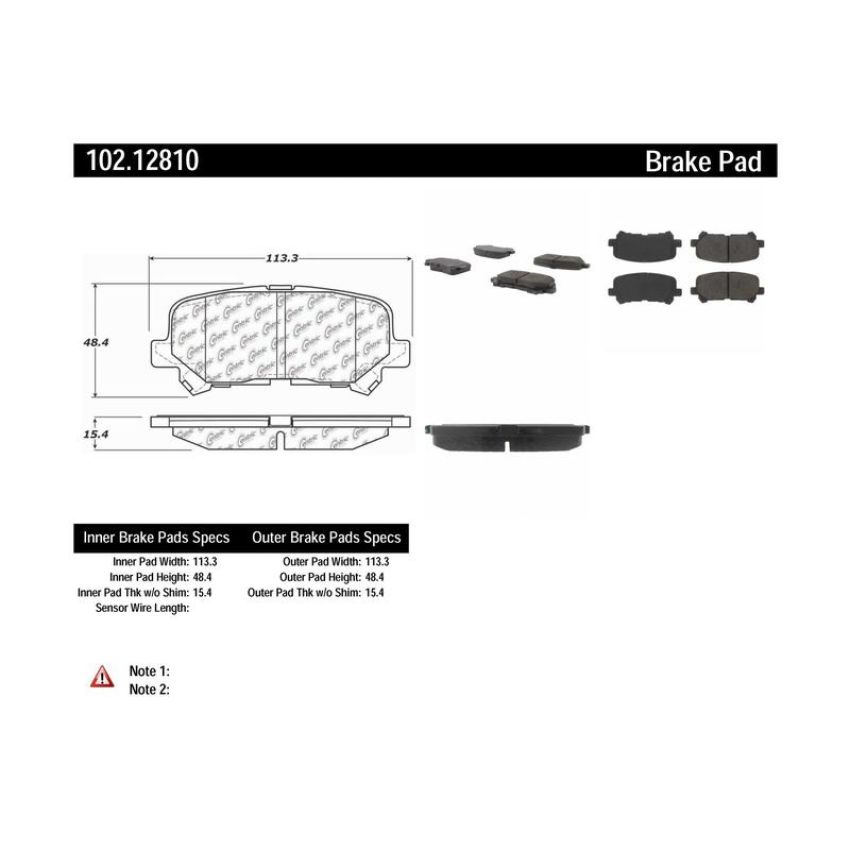 CENTRIC PARTS 102.12810 C-Tek Semi-Metallic Brake Pads with Shims