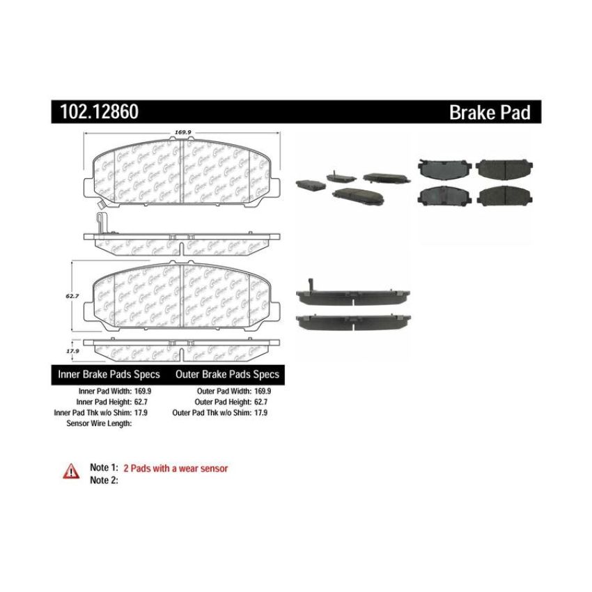 CENTRIC PARTS 102.12860 C-Tek Semi-Metallic Brake Pads with Shims
