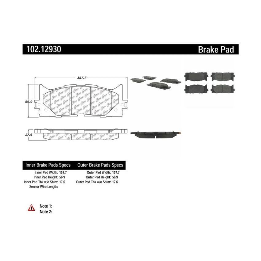 CENTRIC PARTS 102.12930 C-Tek Semi-Metallic Brake Pads with Shims