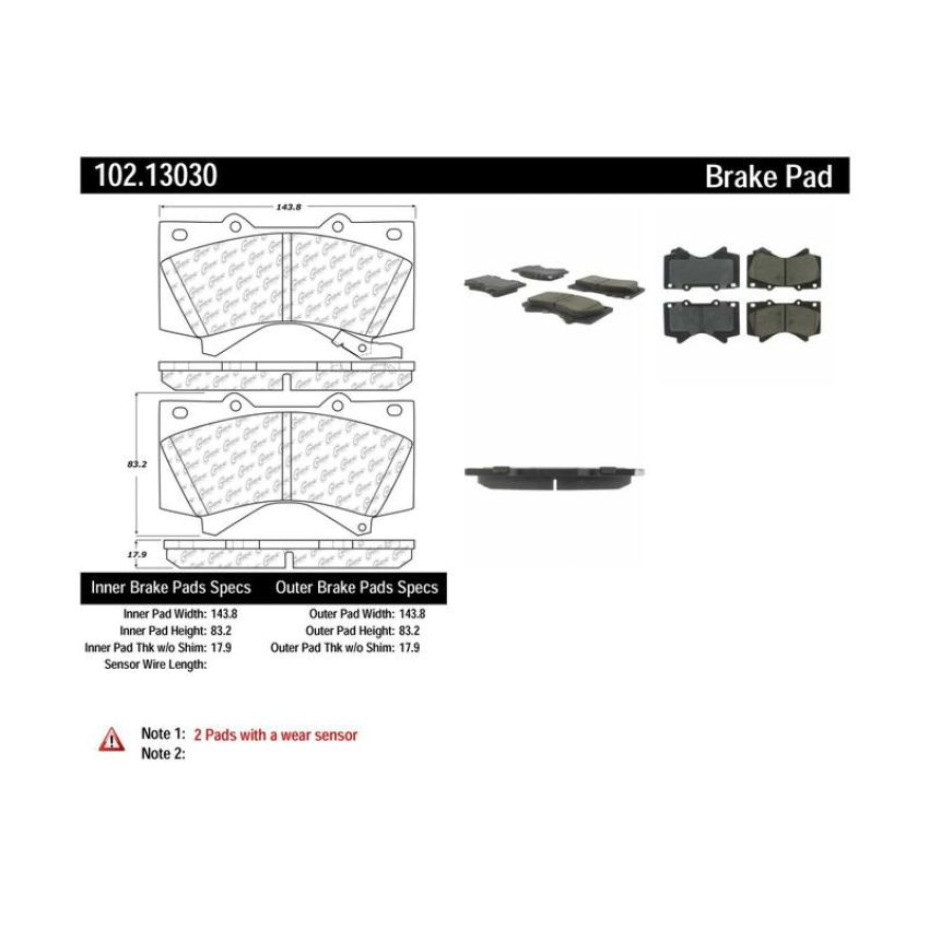 CENTRIC PARTS 102.13030 C-Tek Semi-Metallic Brake Pads with Shims
