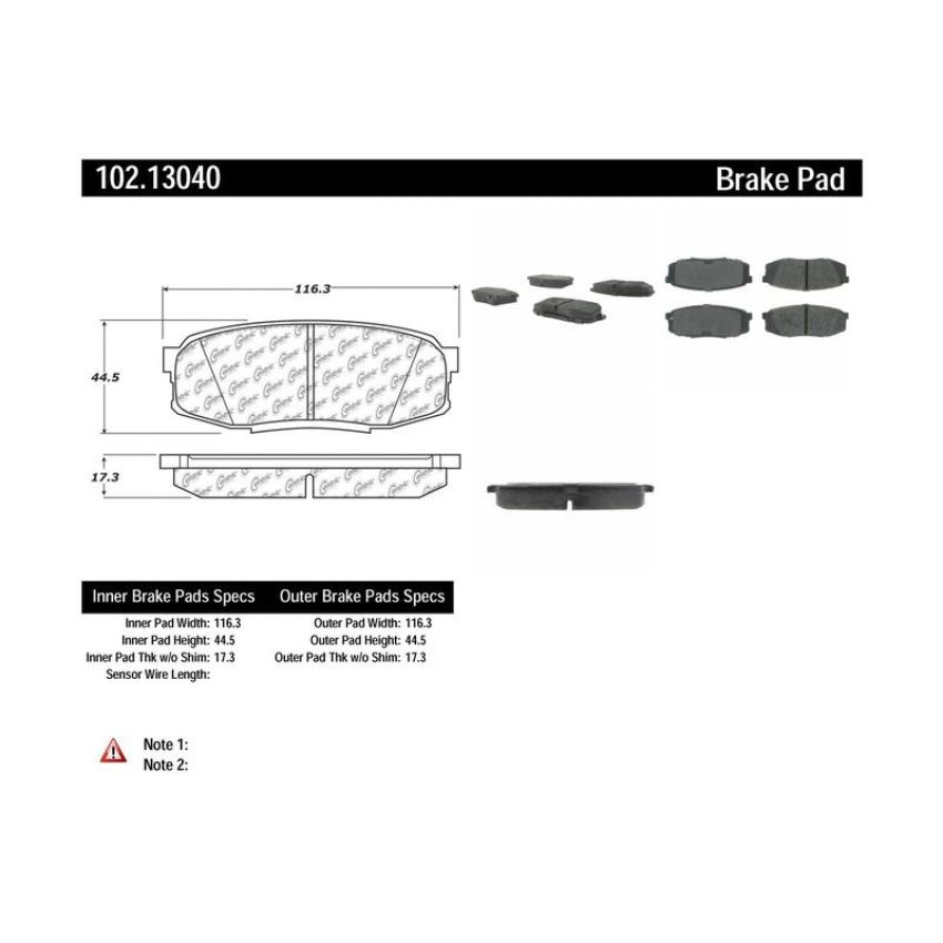 CENTRIC PARTS 102.13040 C-Tek Semi-Metallic Brake Pads with Shims