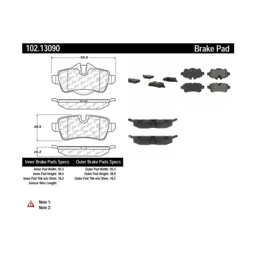 CENTRIC PARTS 102.13090 C-Tek Semi-Metallic Brake Pads with Shims