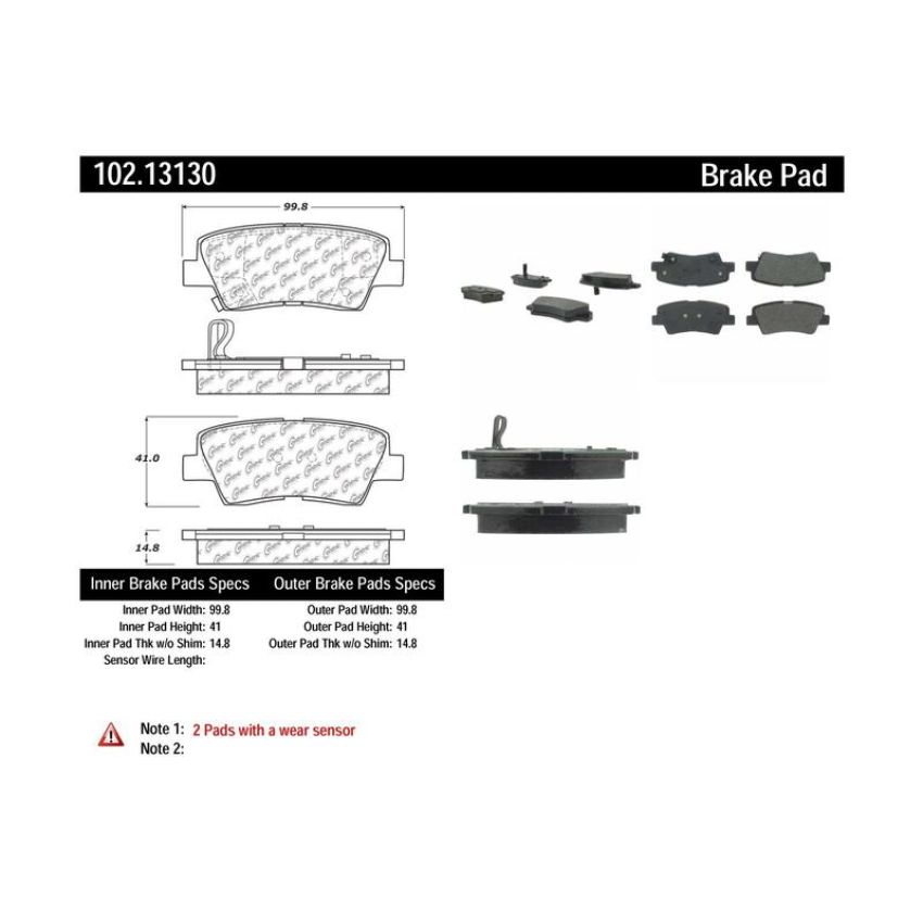 CENTRIC PARTS 102.13130 C-Tek Semi-Metallic Brake Pads with Shims