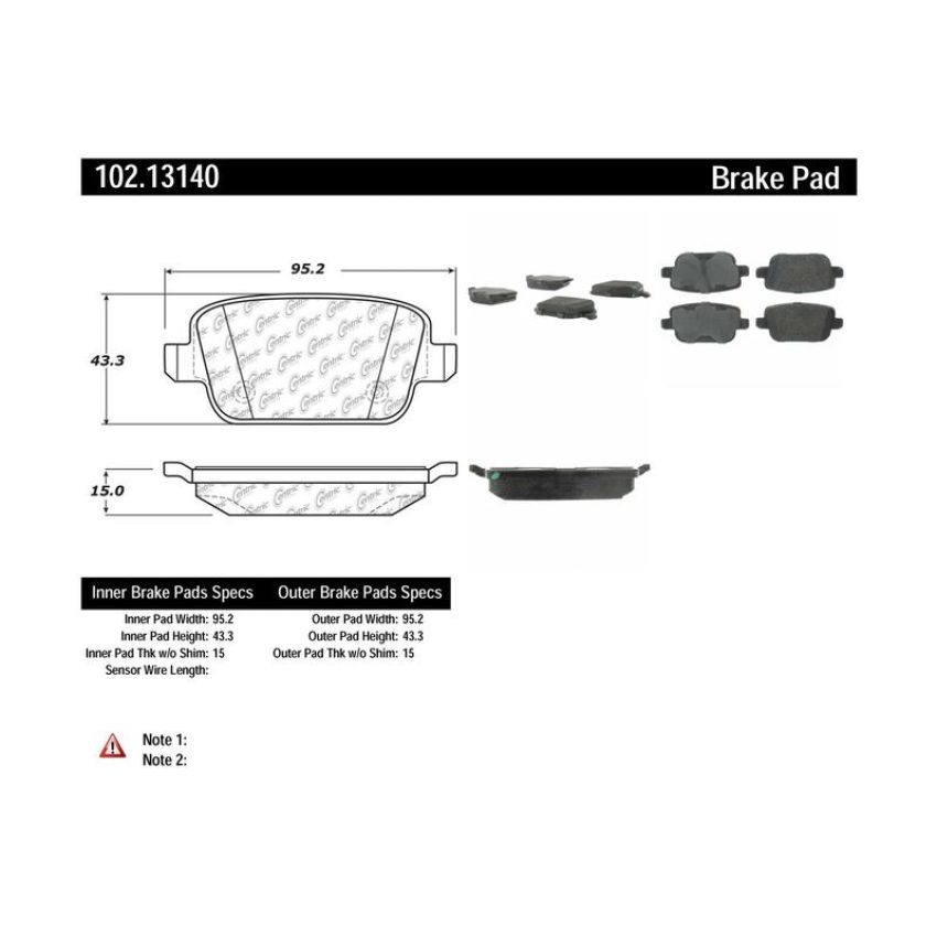 CENTRIC PARTS 102.13140 C-Tek Semi-Metallic Brake Pads with Shims
