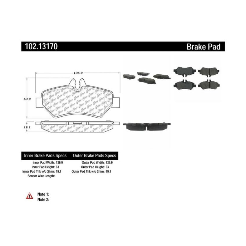 CENTRIC PARTS 102.13170 C-Tek Semi-Metallic Brake Pads with Shims