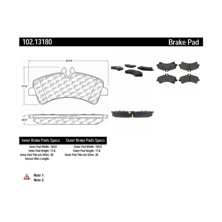 CENTRIC PARTS 102.13180 C-Tek Semi-Metallic Brake Pads with Shims