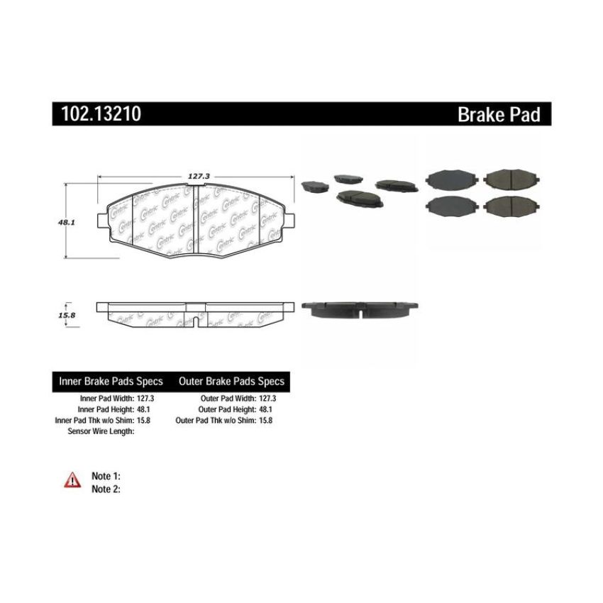 CENTRIC PARTS 102.13210 C-Tek Semi-Metallic Brake Pads with Shims
