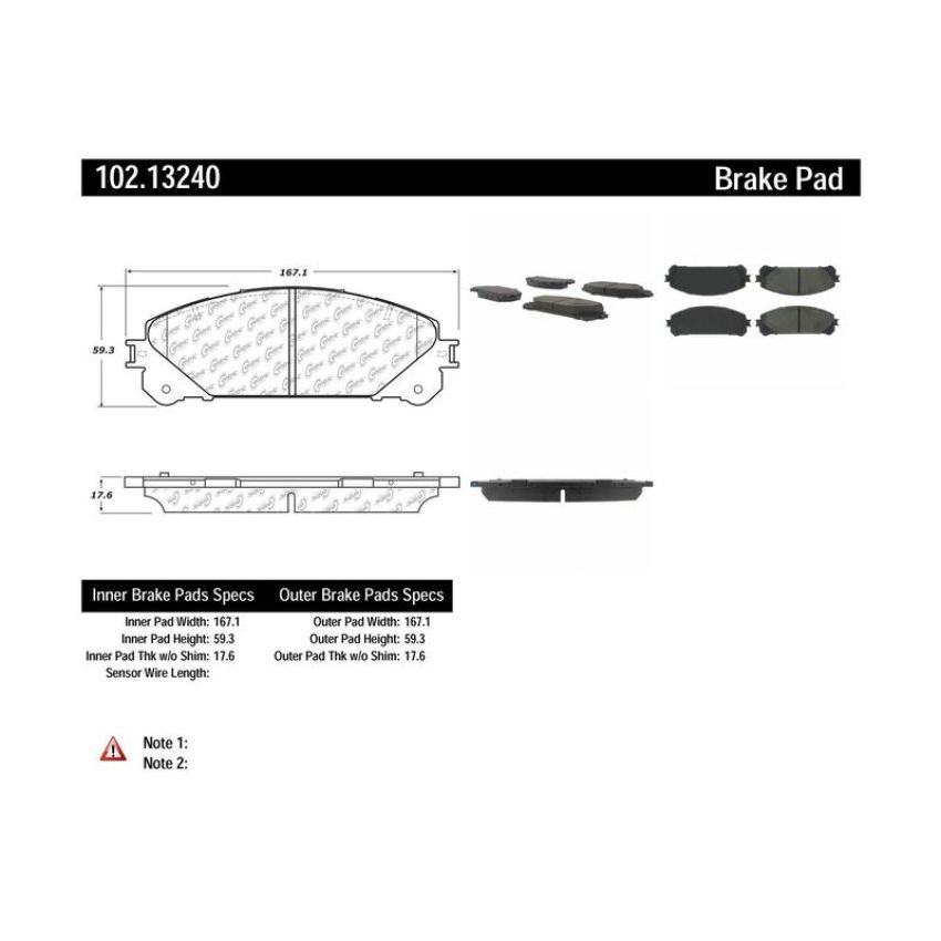 CENTRIC PARTS 102.13240 C-Tek Semi-Metallic Brake Pads with Shims