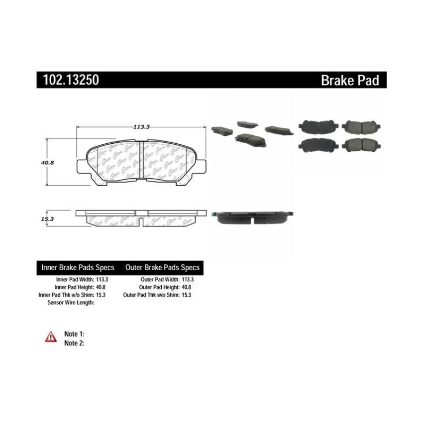 CENTRIC PARTS 102.13250 C-Tek Semi-Metallic Brake Pads with Shims