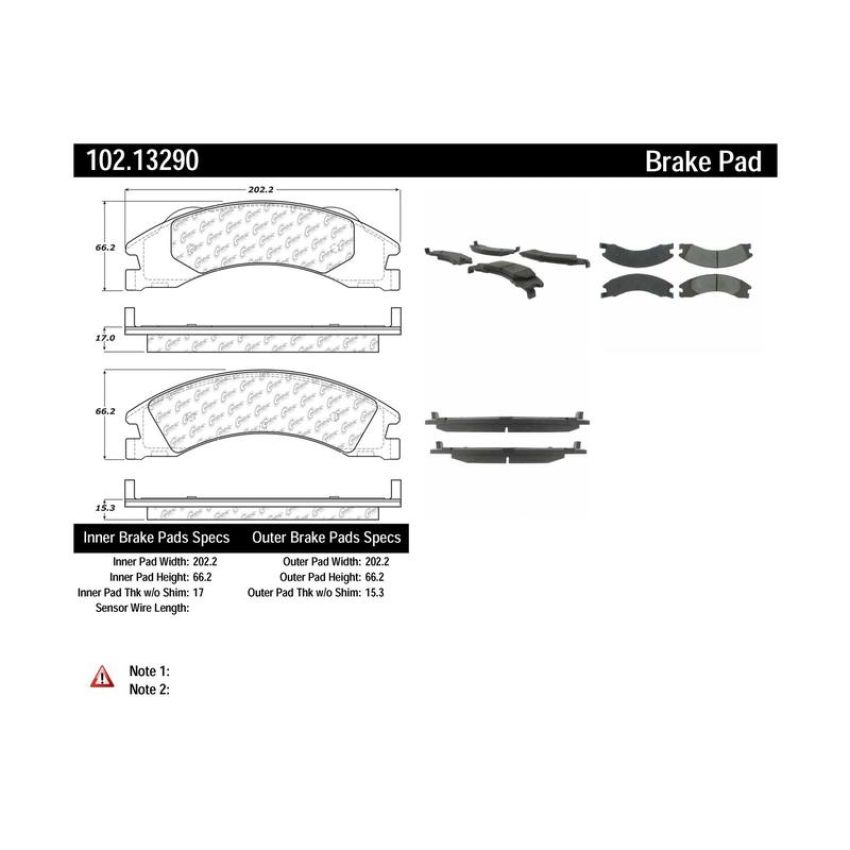 CENTRIC PARTS 102.13290 C-Tek Semi-Metallic Brake Pads with Shims