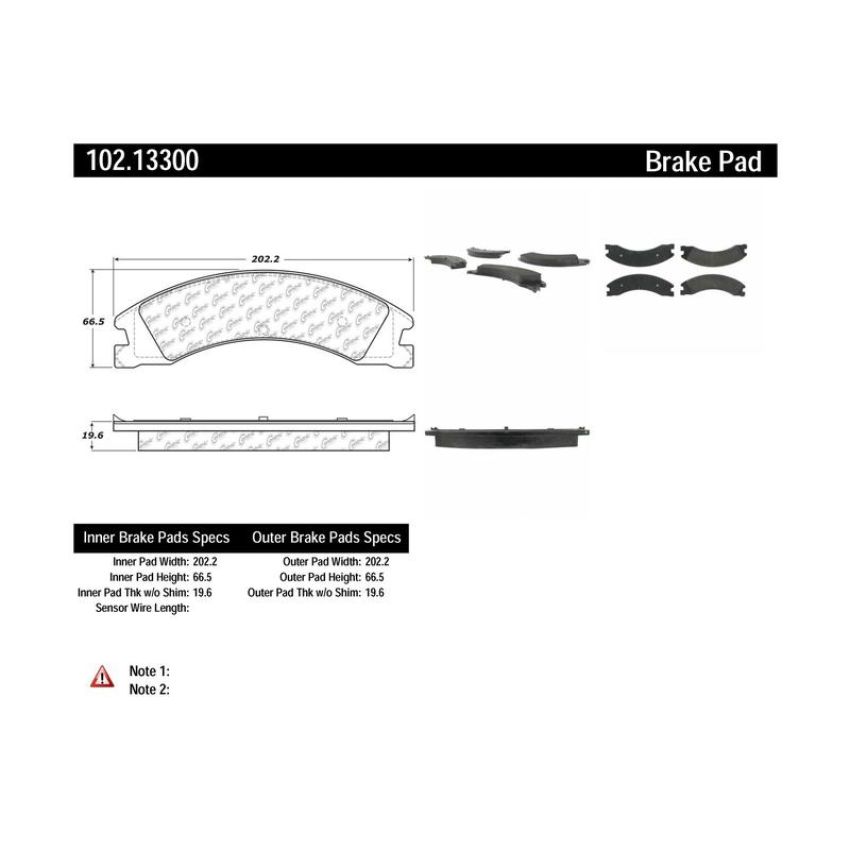 CENTRIC PARTS 102.13300 C-Tek Semi-Metallic Brake Pads with Shims